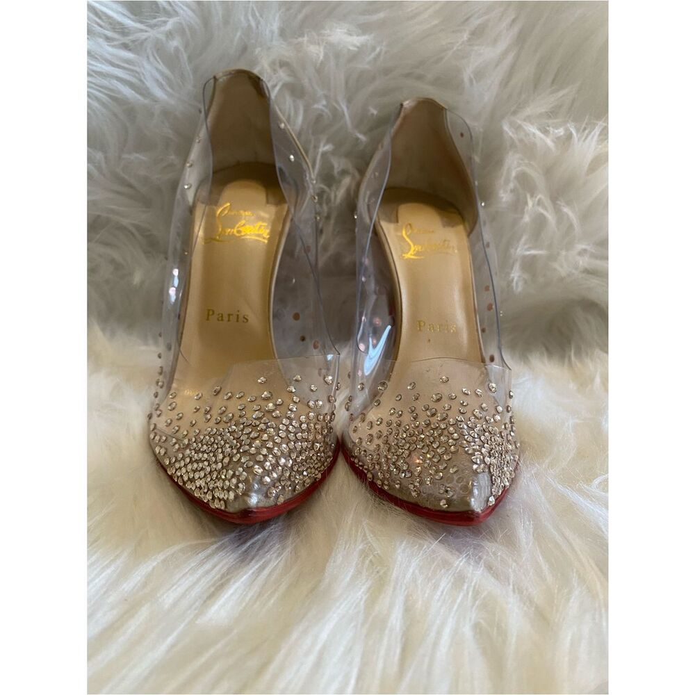 Christian Louboutin Degrastrass PVC 100/Specchio Crystal Clear Heels